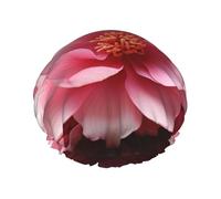 Bonnet de douche double couche réutilisable pour femme avec pétales de fleurs roses