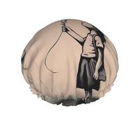 Bonnet de douche double couche réutilisable pour femme Inscription There Is Always Hope And Girl With Balloons
