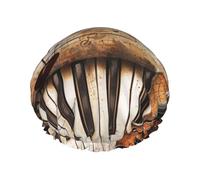 Bonnet de douche doublé double couche avec notes de musique et piano pour femme, réutilisable