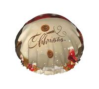 Bonnet de douche doublé double couche imprimé bonhomme de neige de Noël, bonnet de douche pour femme, réutilisable