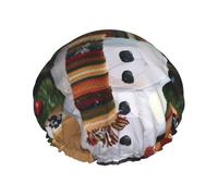 Bonnet de douche doublé double couche imprimé bonhomme de neige pour femme réutilisable