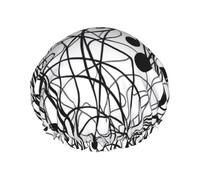 Bonnet de douche doublé double couche imprimé motif imprimé notes musicales, bonnets de douche réutilisables pour femmes