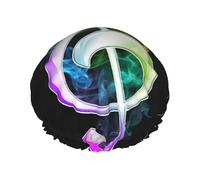 Bonnet de douche doublé double couche imprimé notes de musique colorées, bonnets de douche réutilisables pour femmes