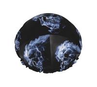 Bonnet de douche doublé double couche imprimé tête de mort, bonnet de douche réutilisable pour femme