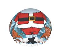 Bonnet de douche double imperméable à l’eau pour femmes de cerf de Noël mignon, bonnet de bain et de douche à domicile, bonnet de douche réutilisable, bonnet de douche pour femmes,