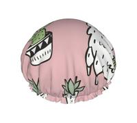 Bonnet de douche double imprimé alpaga et cactus, bonnet de douche pour femme et homme, pour salon, usage domestique