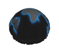 Bonnet de douche double imprimé carte du monde pour femme et homme