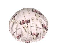 Bonnet de douche double imprimé tribal crâne de taureau, bonnets de douche pour femmes et hommes, bonnets de douche pour salon, usage domestique