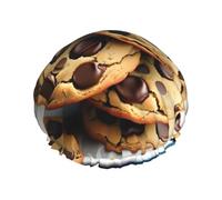 Bonnet de douche doublé réutilisable double couche imperméable pour femme Motif biscuits et pépites de chocolat