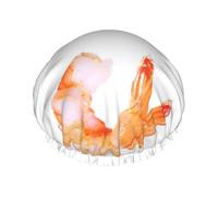 Bonnet de douche doux à imprimé de crevettes de glouton pour homme et femme - Chapeau léger et réutilisable
