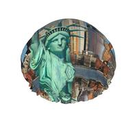Bonnet de douche doux avec imprimé Statue de la Liberté à New York, double couche lavable, large bande élastique pour le bain