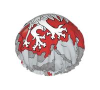Bonnet de douche doux doublé avec drapeau de position de la République tchèque, double couche lavable, large bande élastique pour le bain