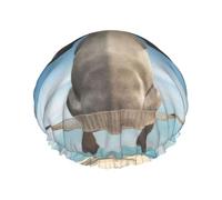 Bonnet de douche doux doublé avec imprimé éléphant tropical - Double couche lavable - Large bande élastique - Bonnet de douche pour le bain