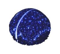 Bonnet de douche doux doublé avec motif étoile filante, double couche lavable, large bande élastique pour le bain