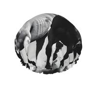 Bonnet de douche doux et réutilisable avec imprimé chevaux noirs et blancs pour homme et femme