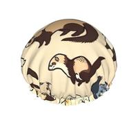 Bonnet de douche doux imprimé furet poilu pour homme et femme - Chapeau réutilisable léger et bonnet de bain