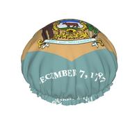 Bonnet de douche drapeau du Delaware pour femme, élastique et réutilisable, double couche imperméable