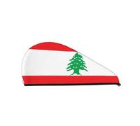 Bonnet de douche drapeau du Liban : bonne performance d'absorption de l'eau et convient aux fées avec tous les types de cheveux
