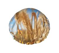 Bonnet de douche élé à imprimé champ de blé, bonnet de douche réutilisable pour femmes, grand bonnet de douche pour tresses, cheveux longs