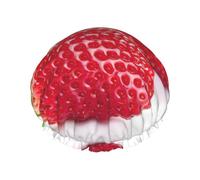 Bonnet de douche élé à imprimé fraise, bonnet de douche réutilisable pour femmes, grand bonnet de douche pour tresses, cheveux longs