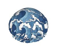 Bonnet de douche élé à imprimé mer orageuse, bonnet de douche réutilisable pour femmes, grand bonnet de douche pour tresses, cheveux longs