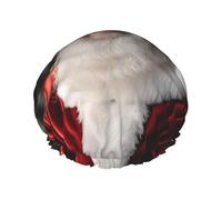 Bonnet de douche élégant avec imprimé Père Noël - Bonnet de douche réutilisable pour femme - Grand bonnet de douche pour tresses de cheveux longs