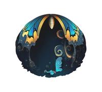 Bonnet de douche élégant en forme de papillon réutilisable et imperméable pour homme et femme avec bande élastique - Bonnet de bain double couche lavable pour toutes les coiffures - Facile à