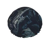Bonnet de douche élégant, réutilisable, motif crâne, rock, roll, squelette, os, pour femme, grand bonnet de douche pour tresses, cheveux longs