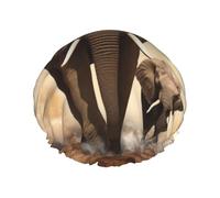 Bonnet de douche éléphant pour homme et femme - Grand bonnet de douche réutilisable - Double couche - Étanche - Bande élastique - Pour toutes les coiffures - Facile à transporter