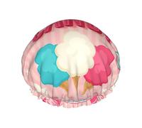 Bonnet de douche en coton imprimé bonbon pour femme, réutilisable, imperméable, double couche avec sangle élastique, taille unique