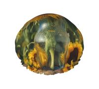Bonnet de douche en forme de bouteille de tournesols pour femme, réutilisable, imperméable, lavable, bande élastique, bonnet de bain double couche, extra large pour cheveux longs