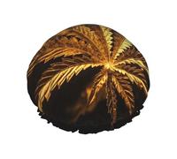 Bonnet de douche en forme de cannabis doré pour femme - Double couche - Bonnet de bain épais réutilisable et imperméable avec bande élastique - Lavable - Pour homme et femme - Spa et salon
