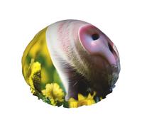 Bonnet de douche en forme de cochon de fleur de viol pour femme, bonnet de douche réutilisable, bonnet de bain imperméable pour cheveux longs