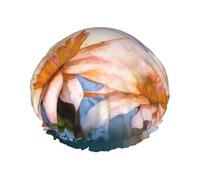 Bonnet de douche en forme de libellules volantes pour femme - Double couche - Épais - Réutilisable - Imperméable - Avec bande élastique - Lavable - Pour homme et femme - Spa et salon