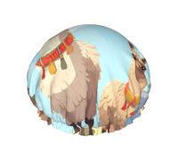 Bonnet de douche en lama et alpaga réutilisable et imperméable pour homme et femme avec bande élastique - Bonnet de bain double couche lavable pour toutes les coiffures - Facile à transporter