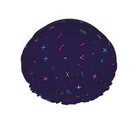 Bonnet de douche et bonnet de bain à motif de symboles mathématiques pour femme, bonnets de douche imperméables surdimensionnés réversibles grands conçus pour toutes les longueurs de cheveux, bonnet