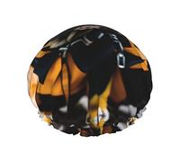 Bonnet de douche et bonnet de bain Bulldog, double protection et élastique, bonnet imperméable réutilisable avec doublure en Peva