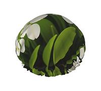 Bonnet de douche et bonnet de bain Lily Of The Valley Flowers, double protection et élastique, bonnet imperméable réutilisable avec doublure en Peva