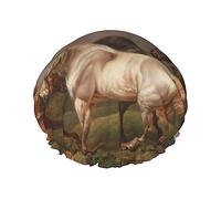 Bonnet de douche et bonnet de bain motif peinture à l'huile de trois chevaux pour femme, bonnets de douche imperméables surdimensionnés réversibles grands conçus pour toutes les longueurs de cheveux