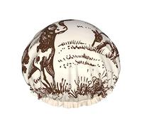 Bonnet de douche et bonnet de bain motif vaches à la ferme pour femme, bonnets de douche imperméables surdimensionnés réversibles grands conçus pour toutes les longueurs de cheveux, bonnet de bain é
