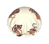 Bonnet de douche et bonnet de bain pour femme Motif Cooking With Love, bonnet de douche imperméable surdimensionné réversible conçu pour toutes les longueurs de cheveux, bonnet de bain élastique réu