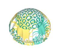 Bonnet de douche et bonnet de cuisine étanche à double couche avec ananas tropical, convient aux adultes, aux enfants, aux hommes et aux femmes.