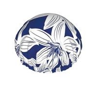 Bonnet de douche et bonnet de cuisine étanche à double couche avec motif floral d'hibiscus tropical, convient pour adultes, enfants, hommes et femmes.