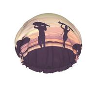 Bonnet de douche et bonnet de cuisine étanche à double couche Silhouette de Surfer People Multi-Scene et multi-usages Convient aux adultes, aux enfants et aux hommes et aux femmes.