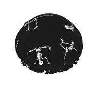 Bonnet de douche et bonnet de cuisine multi-scènes et multi-usages avec motif tête de mort, étanche, pour adultes, enfants, hommes et femmes.