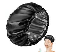 Bonnet De Douche Étanche - Bonnet De Cheveux Réglable | Bonnets Dee Soin Capillaire Double Couche | Couvre-cheveux Imperméable Noir Pour Salle Dee Bain, Camping, Spa, Hôtel, Voyages