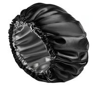 Bonnet de douche étanche - Bonnet de nuit, bonnet de douche étanche, chapeau noir | Protection des cheveux double couche réglable et réutilisable, bonnet de douche noir imperméable pour le camping et