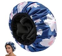 Bonnet de douche extra large triple couche réutilisable en tissu éponge doublé avec fonction cheveux secs pour femme, tissu éponge en microfibre satin soyeux, 100 % imperméable, réutilisable, pour