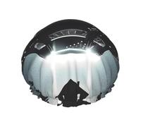 Bonnet de douche extra-terrestre OVNI réutilisable double couche pour le bain - Bande élastique étanche - Pour femme - Spa - Salon de douche