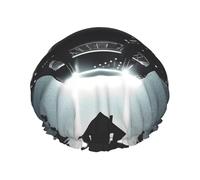 Bonnet de douche extra-terrestre OVNI réutilisable double couche pour le bain - Bande élastique étanche - Pour femme - Spa - Salon de douche